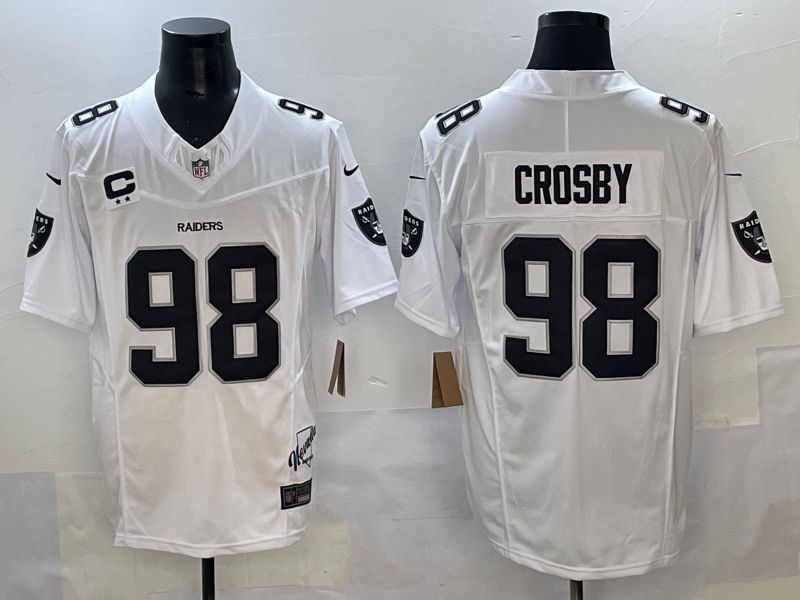 Men 2025 Oakland Raiders #98 Crosby White Throwback Three generations Nike Limited NFL Jersey style 1->cincinnati reds->MLB Jersey